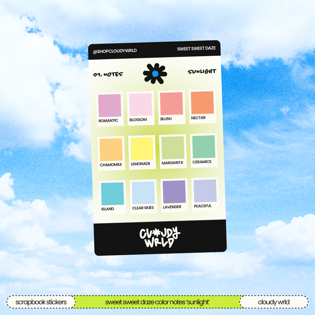 COLOR NOTES SCRAPBOOK STICKER SHEETS 🌈